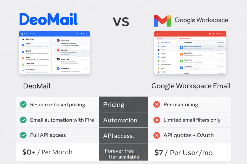 DeoMail vs Google Workspace Email